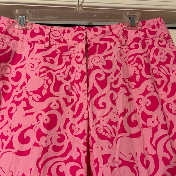 Vintage LILLY PULITZER Sz 8 Pink "7C's" Pattern Cropped Pants White Label - Picture 3 of 8